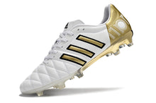 Carregar imagem no visualizador da galeria, Chuteira Campo Adidas AdiPure 11 Pro FG Branca e Azul " Toni Kroos Dourada "
